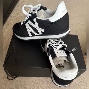 Armani Exchange Men's Black and White Sneakers